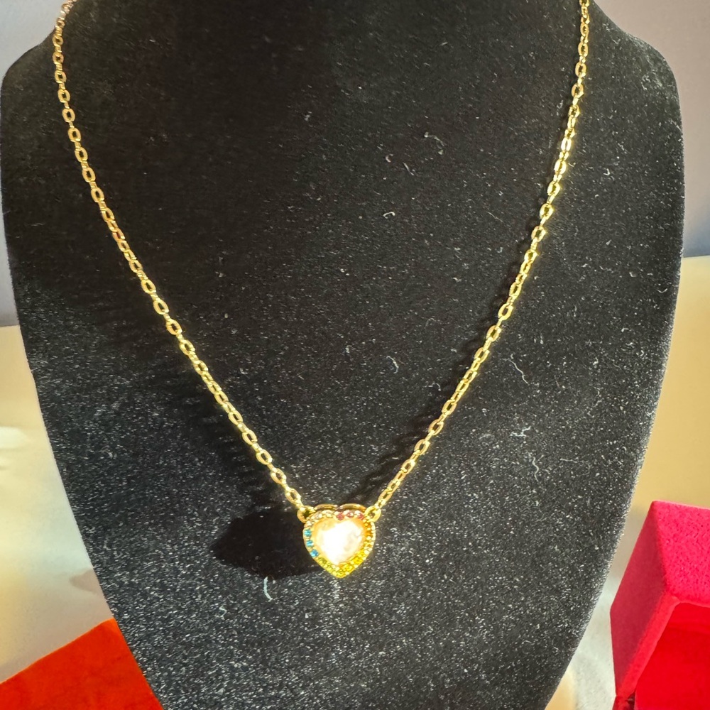 Kurt Geiger Iridescent Heart Necklace - Picture 3 of 3